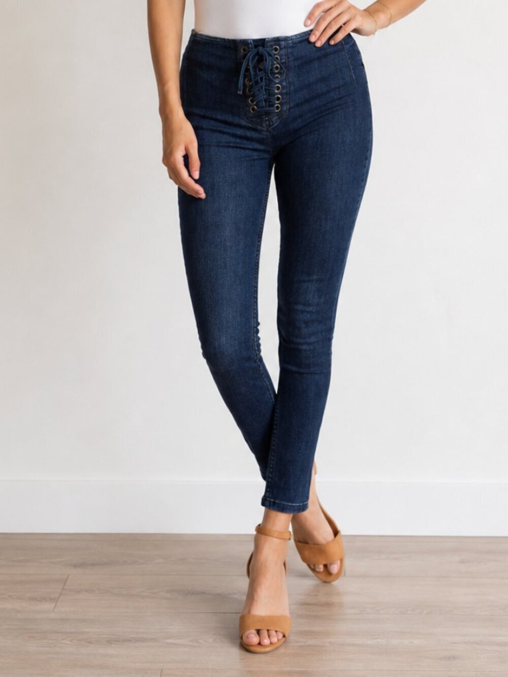 Free People Lace Up Jeans Retro Skinny 26